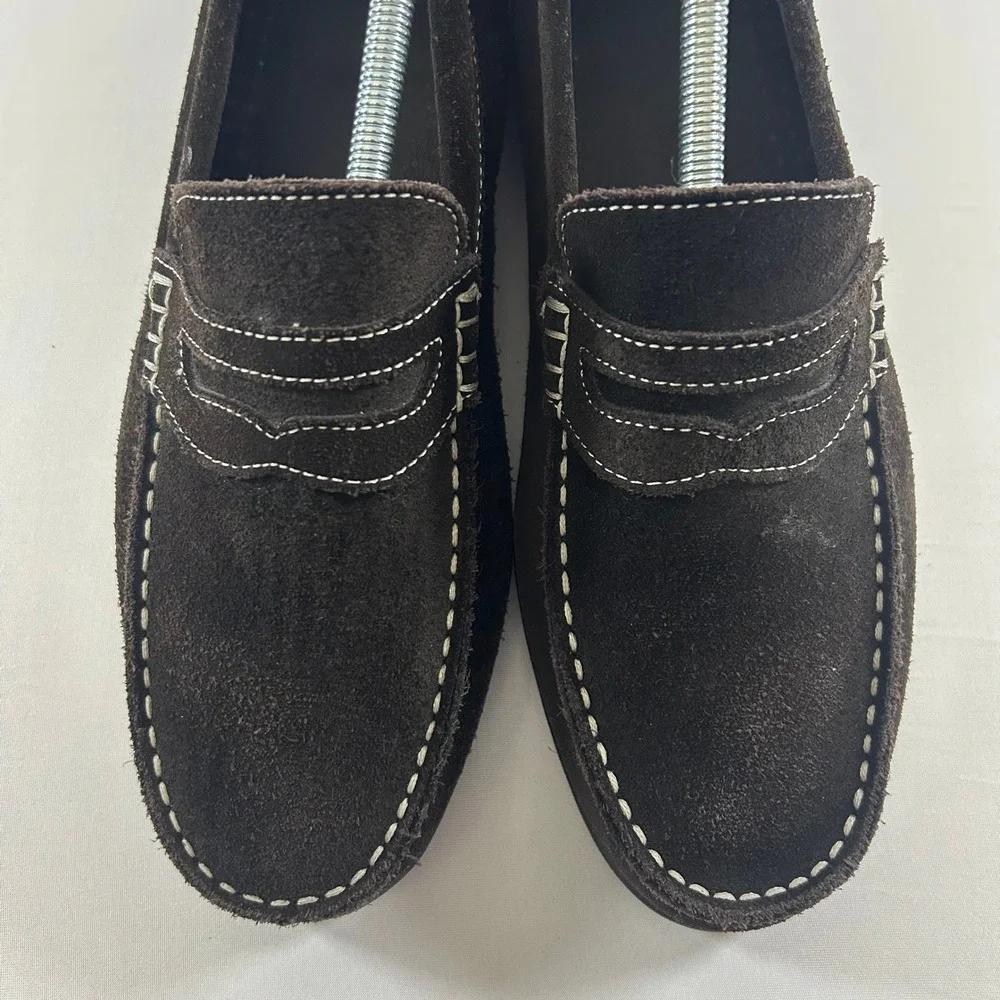 FootJoy Club Casual Loafers Mens 11W Brown Suede Shoes 79038 Contrast Stitch